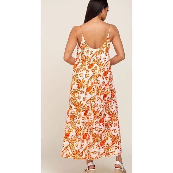 Pinkblush by En Crème Orange Floral Sleeveless Maxi Dress NWT Size Small - Picture 7 of 8